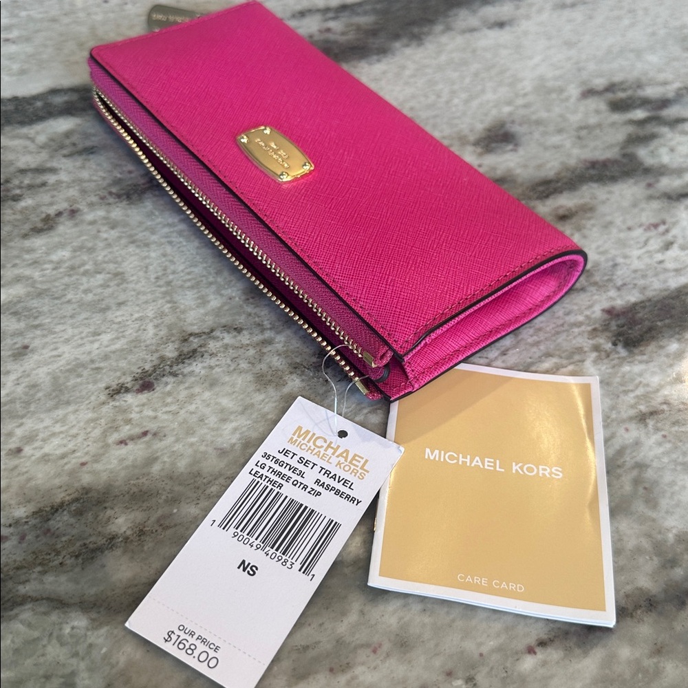 Michael Kors Raspberry Leather Wallet - Picture 2 of 6